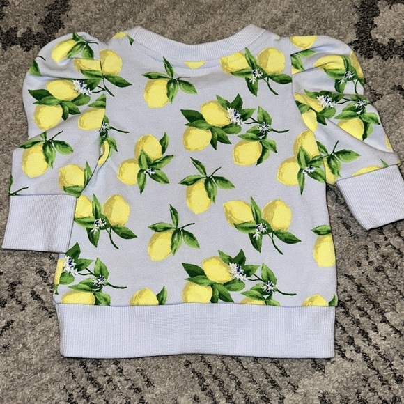 Janie and Jack LEMON PUFF SLEEVE SWEATSHIRT size 12-18 months LIKE NEW - Picture 3 of 3